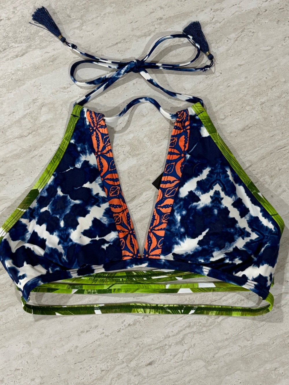 NWT La Blanca Tropical Print Halter Bikini Top Size 6